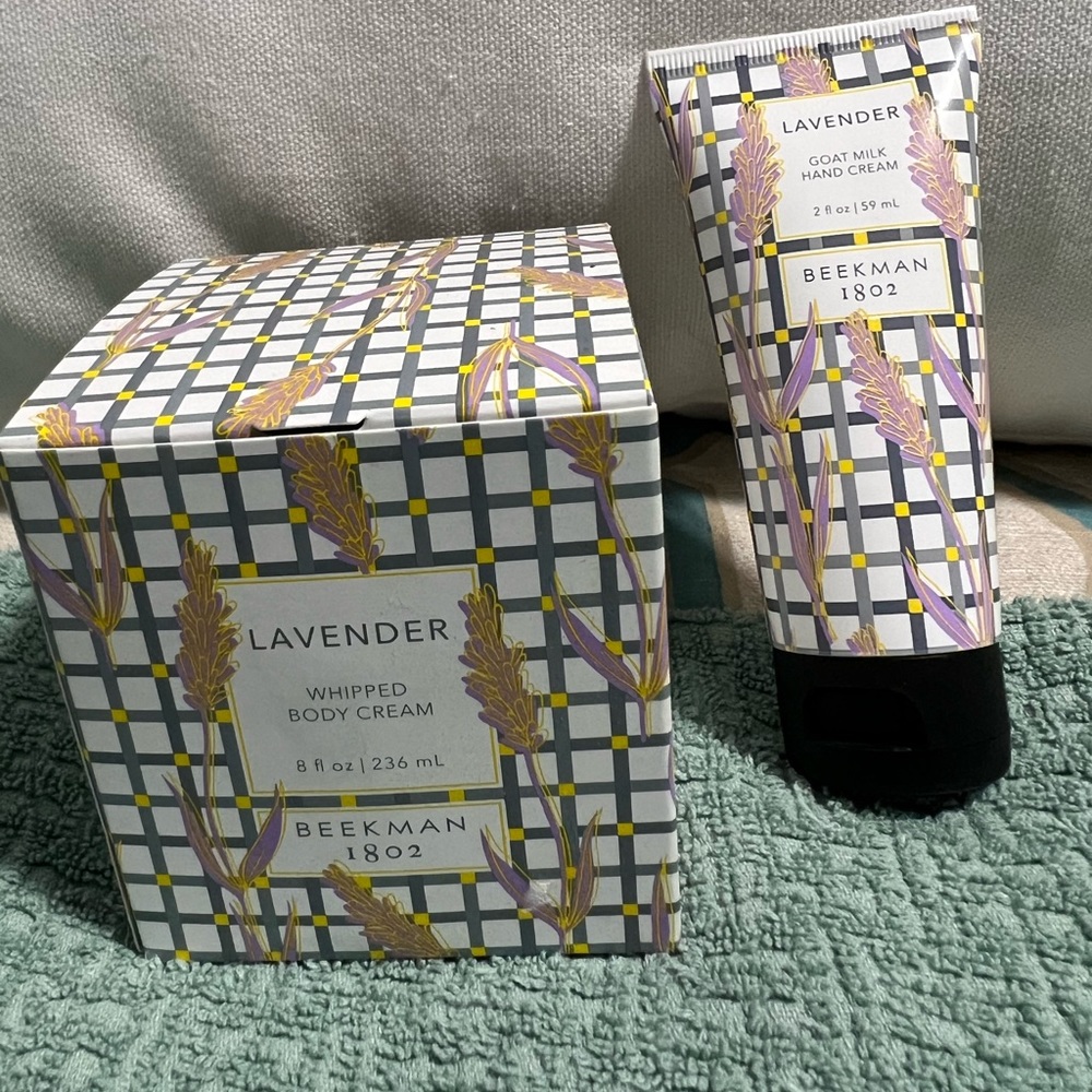 Beekman 1802 goat milk lavender 8 Oz whipped body cream and 2oz hand cream NEW